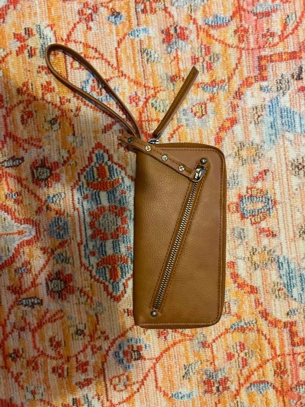 Free People Tan Leather Wristlet Wallet